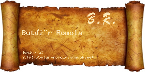 Butár Romola névjegykártya