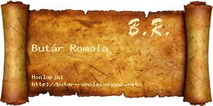 Butár Romola névjegykártya